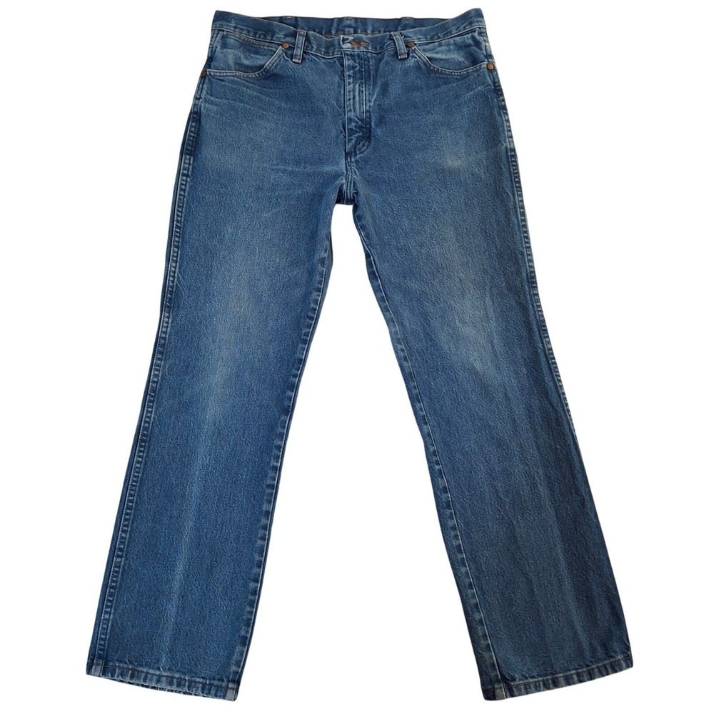 Wrangler Mens Cowboy Cut Slim Fit Jeans Blue Denim 35x30 Straight Leg